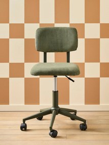 Cadeira de secretária com rodinhas, em bombazina, para criança verde