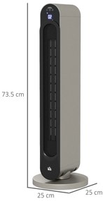 Aquecedor Cerâmico de Torre 1100/2200W com Controlo Remoto Ecrã LED Temporizador Termostato 3 Modos Ø25x73,5 cm Prata e Preto