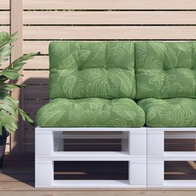 vidaXL Almofadão para sofá de paletes 60x40x12 cm tecido padrão folhas