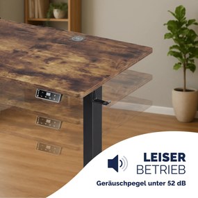 Secretária elétrica com altura ajustável 120x60x72-117 cm Castanha