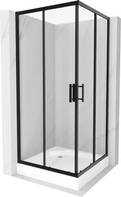 Mexen Rio cabine de duche quadrada 90 x 90 cm, transparente, preta + base de duche, branca - 860-090-090-70-00-4510