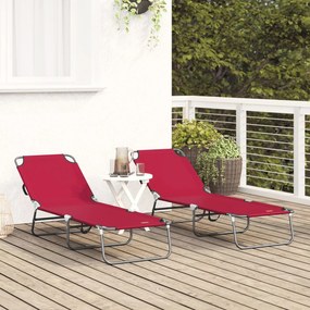 Espreguiçadeira Dobrável 2 pcs Portátil Vermelha Tecido Oxford 600D