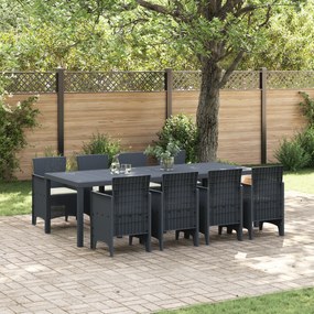 vidaXL Conjunto de Jantar para Jardim com Almofadas de Vime de Poliéster Antracite