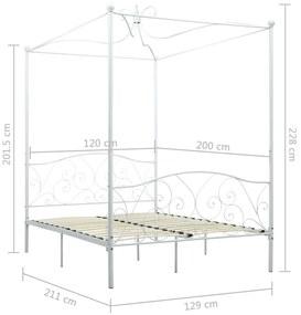 Estrutura de cama com dossel 120x200 cm metal branco
