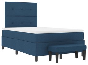 Cama Box com Colchão &amp; Banco Azul 120x190 cm Tecido