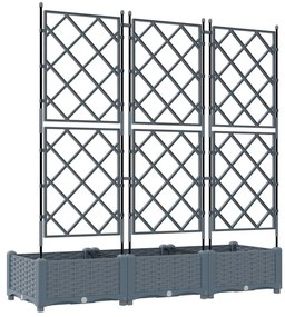 Jardineira de Jardim com Treliça 3 pcs Cinza Claro 120x40x125,5 cm