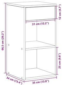 Mesa de cabeceira com gaveta 35x34x66,5 cm cinzento sonoma