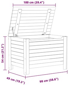 Caixa arrumação c/ tampa RANA 100x49x54 cm pinho maciço branco