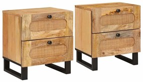 vidaXL Armário de Cabeceira com gaveta 2 pcs Natural 40 x 33 x 46 cm