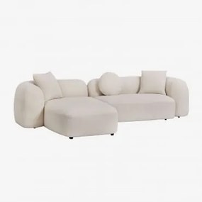 Sofá Modular Chaise Longue Esquerdo De 2 Peças Em Chenille Coco Chenille Grossa Branca - Sklum
