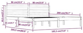 Estrutura de cama super king 180x200 cm pinho maciço branco
