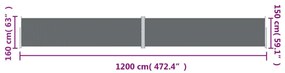 Toldo lateral retrátil 160x1200 cm antracite