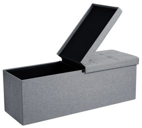 Banco dobrável SONGMICS 120L, caixa de armazenamento, cubo de armazenamento, tampa basculante, banco para sapatos, pufe, capacidade de carga de 300 kg, cinza claro, 110 x 38 x 38 cm LSF71G