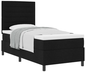 Cama Box Spring com Colchão Preta 80x200 cm Tecido