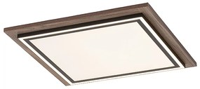 Candeeiro de teto quadrado em madeira com LED e comando remoto - Ajdin Moderno