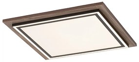 Candeeiro de teto quadrado de madeira com LED com controle remoto - Ajdin Moderno