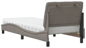 Cama com colchão 90x190 cm tecido castanho-acinzentado
