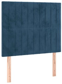 Cama box spring c/ colchão/LED 90x200 cm veludo azul-escuro