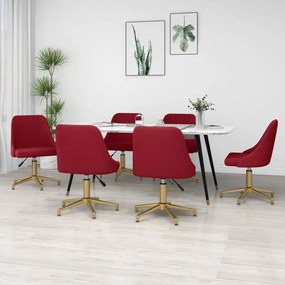 vidaXL Cadeiras de jantar giratórias 6 pcs veludo vermelho tinto