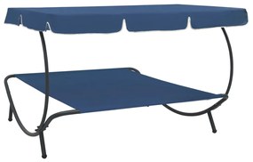 Espreguiçadeira jardim com toldo azul