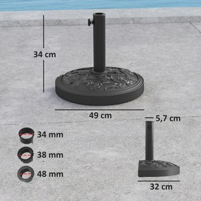 Base para Chapéu de Sol Semicircular Suporte para Chapéu de Sol Base p