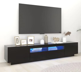 Móvel de TV com luzes LED 200x35x40 cm preto