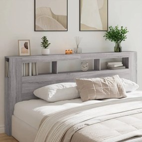 Cabeceira c/ LEDs 220x18,5x103,5 cm sonoma cinzento