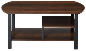 HOMCOM Mesa de Centro com 2 Prateleiras Mesa de Café Estilo Vintage para Sala de Estar Dormitório 100x60x46cm Marrom Rústico