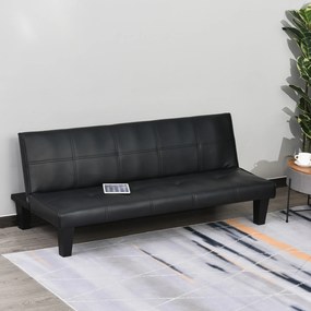 Sofá - cama 3 lugares com pernas levantadas Acolchoado 165x75,5x70cm Preto