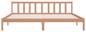 Estrutura de Cama Jane em Madeira de Pinho - 200x200 cm - Castanho Mel