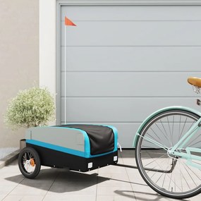Reboque para bicicleta 30 kg ferro preto e azul