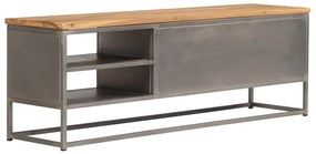 Móvel de TV em teca reciclada e aço 120x30x40 cm