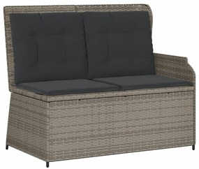 5 pcs conjunto lounge de jardim c/ almofadões vime PE cinzento