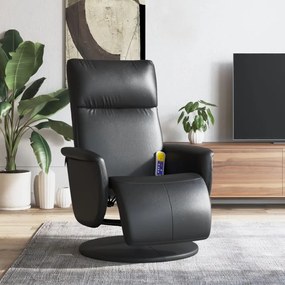 vidaXL Cadeira massagens reclinável c/apoio pés couro artificial preto