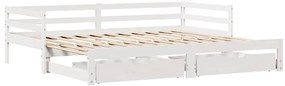 Sofá-cama com gavetão e gavetas sem colchão 90x190 cm branco