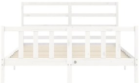 Cama sem colchão 160x200 cm madeira de pinho maciça branco