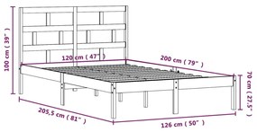 Estrutura de cama 120x200 cm madeira pinho maciço castanho mel