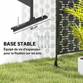 Biombo Corta-Vista Decorativo para Exterior, 122 x 45 x 198 cm, Padrão Geométrico Vazado, Preto