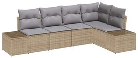 Conjunto de Sofás de Jardim com 5 Peças e Almofadas em Rattan Sintétic