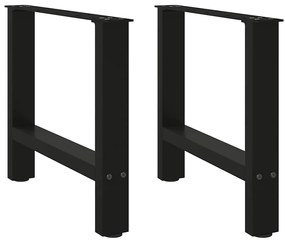 vidaXL Pés para mesa de centro pretos 2 peças 60x(42-43) cm aço