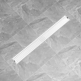 VidaXL Dreno de chuveiro com pontos 103x14 cm aço inoxidável