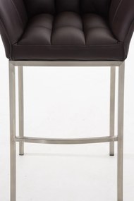 Banco de bar Damaso em couro sintético e com estrutura prateada 64 x 110 x 48 cm Castanho