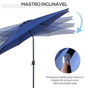 Chapéu de Sol de Jardim Ø295x250 cm com Manivela Chapéu de Sol Exterio