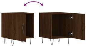Mesa cabeceira 2pcs 40x40x50cm deriv. madeira carvalho castanho
