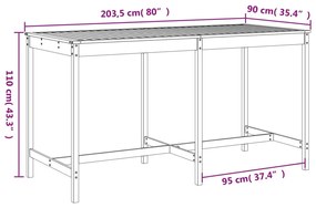 9 pcs conjunto de bar para jardim pinho maciço