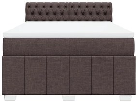 Cama com molas/colchão 160x200 cm tecido castanho-escuro