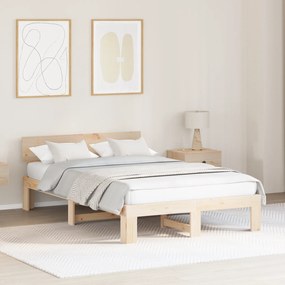 vidaXL Estrado de Cama com Cabeceira 140x190 cm Madeira de Pinho Maciça