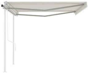 Toldo retrátil automático com postes 4,5x3,5 m cor creme