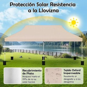 Tenda festas, eventos de 3 x 6 m com pesos e bolsa de transporte dobrável com altura ajustável de jardim bege