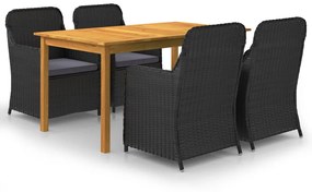 vidaXL 5 pcs conjunto de jantar para jardim preto